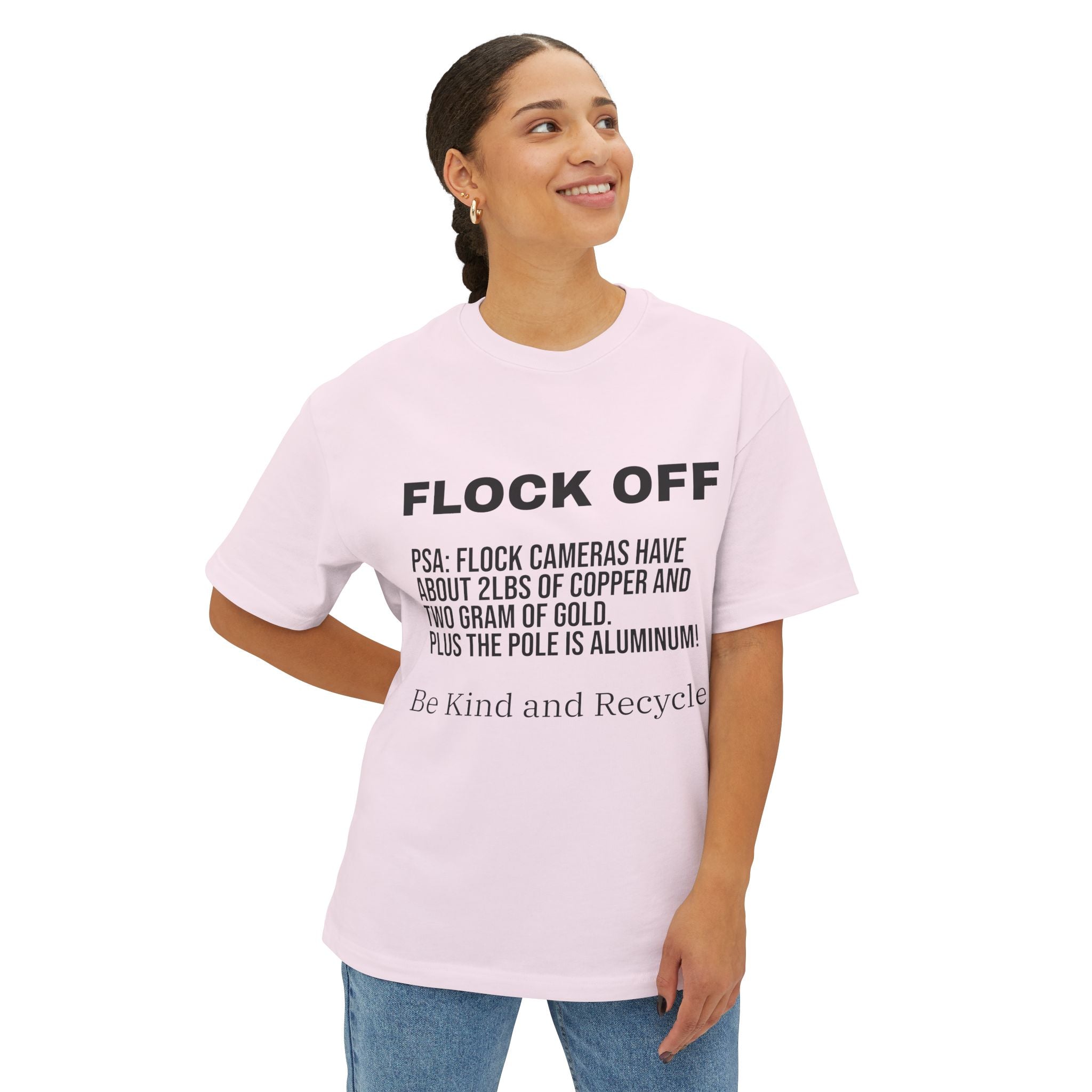 Flock Off Graphic Tee — Recycled Cameras PSA Oversized T-Shirt