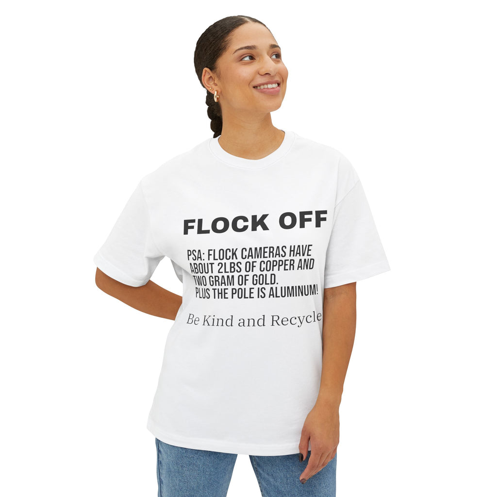Flock Off Graphic Tee — Recycled Cameras PSA Oversized T-Shirt
